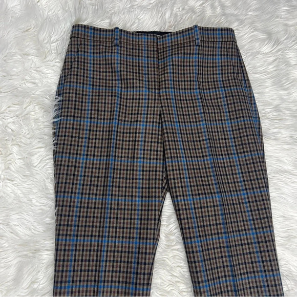 NWOT Theory Treeca Plaid Wool-Blend Pants Khaki Multi Dawson Portland Women’s 6 - Picture 4 of 12